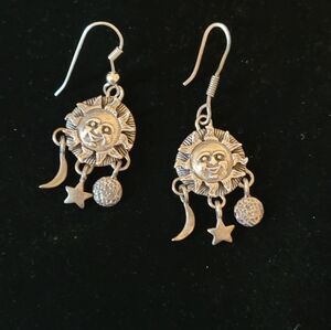 Sun Moon and Stars pierced Earrings